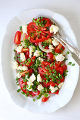 summer tomato salad on plate