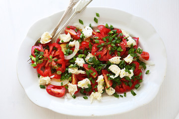 summer tomato salad with cheese