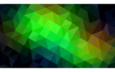 Multicolor dark green, yellow, orange polygonal design illustration, which consist of triangles and gradient in origami style.
