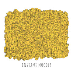 Vector instant noodle block. Hand drawn fast food illustration