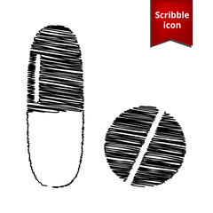 Medical pills vector icon with pen effect