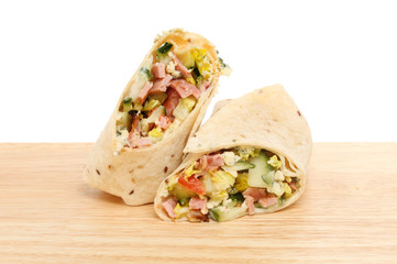 Bread wraps on a board