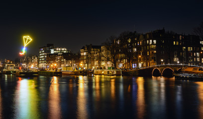 Fototapeta na wymiar Cityscape night, Amsterdam.