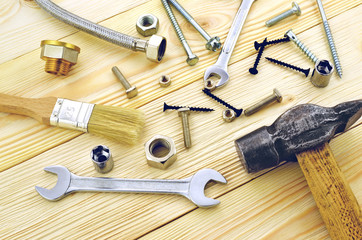 Tools for repairs and construction on the table