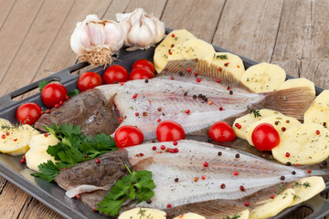 Raw Turbot Fish Ready For Cooking