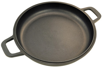 Isolation black pan with non-stick coating on a white background