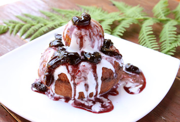Donuts with jam and cream
