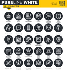 Set of thin line icons for education. Icons for website and mobile website and apps with editable stroke. 