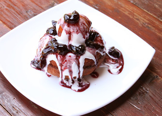 Donuts with jam and cream