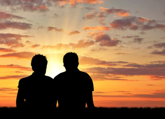 Silhouette of two gay
