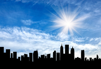 Obraz premium Silhouette of a beautiful cityscape