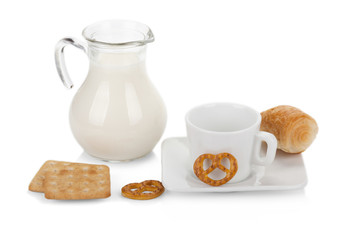 French breakfast isolated on white