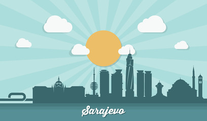 Sarajevo skyline - flat design
