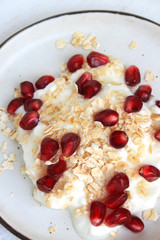 breakfast oatmeal with pomegranate