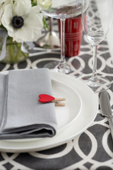 Festive place setting for Valentine's day