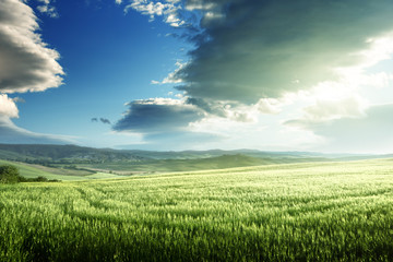 spring sunset in Tuscany, Italy