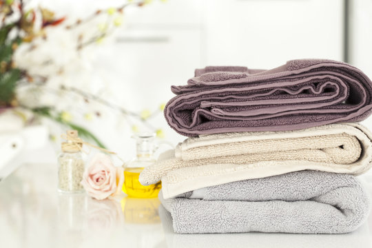 Towels and domestic bathroom