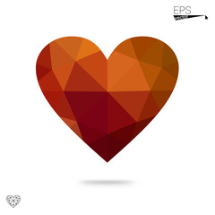 Fototapeta na wymiar Orange heart isolated on white background.