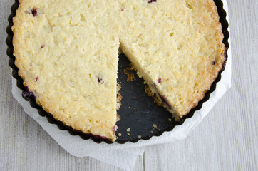 Curd pie with berries