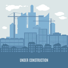 Obraz premium Horizontal vector illustration of city under construction