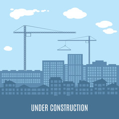 Horizontal vector illustration of city under construction