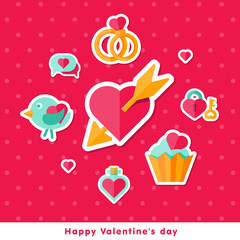 Valentine background with flat elements