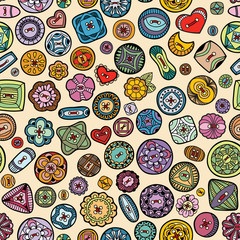 Vector seamless pattern with colorful button