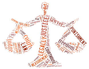 Scale justice, word cloud concept 3