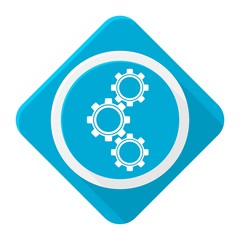 Blue icon gears with long shadow