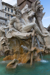 Fototapeta na wymiar Fountain of the Four Rivers (Fountain of the Four Rivers) - Piazza Navona - Rome