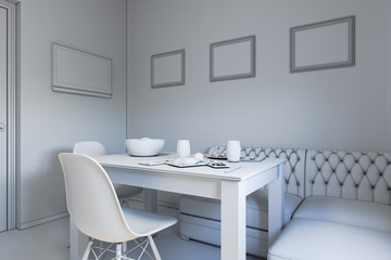 3d illustration of kitchen design in a modern style without text