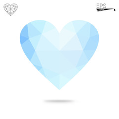 Blue heart isolated on white background.