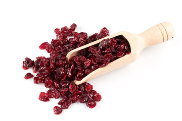 Dried cranberries  on white