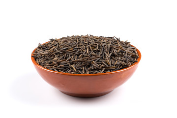Wild brown rice in bowl