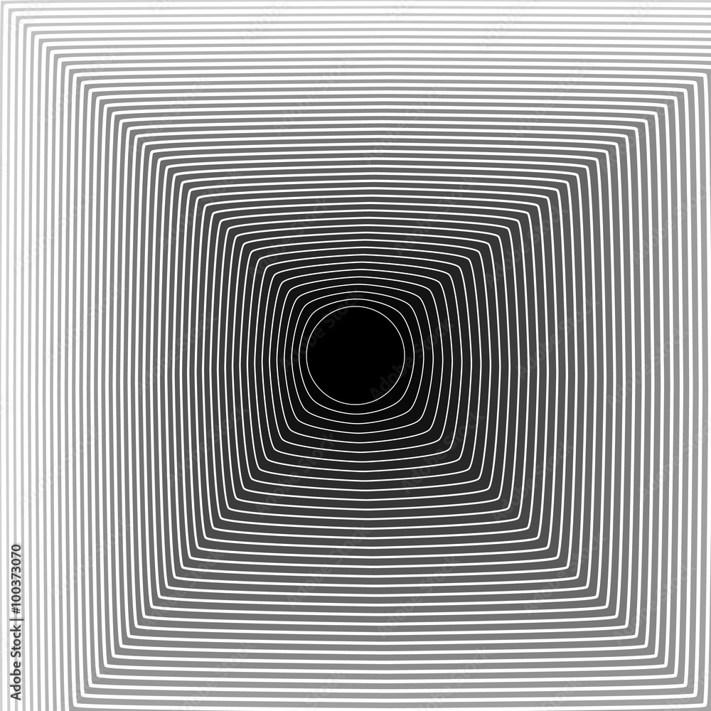 Poster abstract background: circle blending to square outwards. monochr