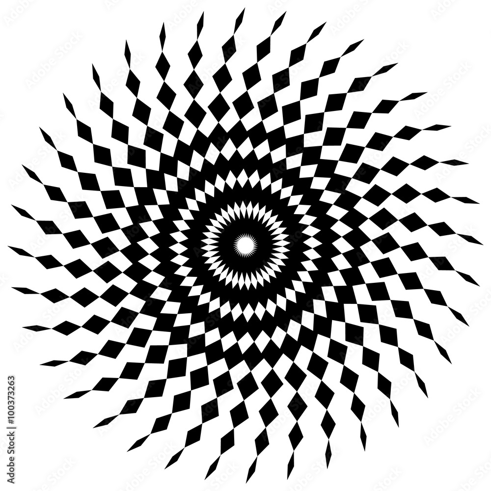 Poster abstract spiral shape in angular style. monochrome vector art.