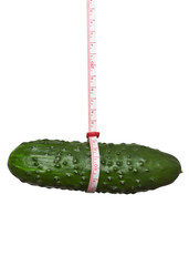 Cucumber, suspended on a measuring tape