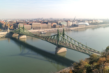 Fototapeta na wymiar Liberty Bridge Budapest. Side view.