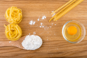 Ingredients for making homemade pasta.