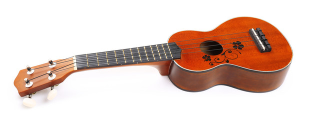 Fototapeta na wymiar Beautiful Hawaiian acoustic guitar isolated on white