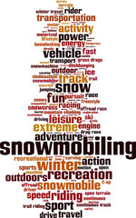 Obraz premium Snowmobiling word cloud concept. Vector illustration