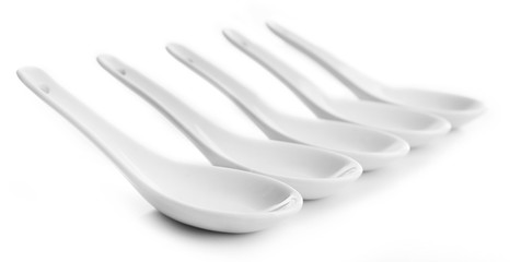 Japanese Soup Spoons, isolated on white