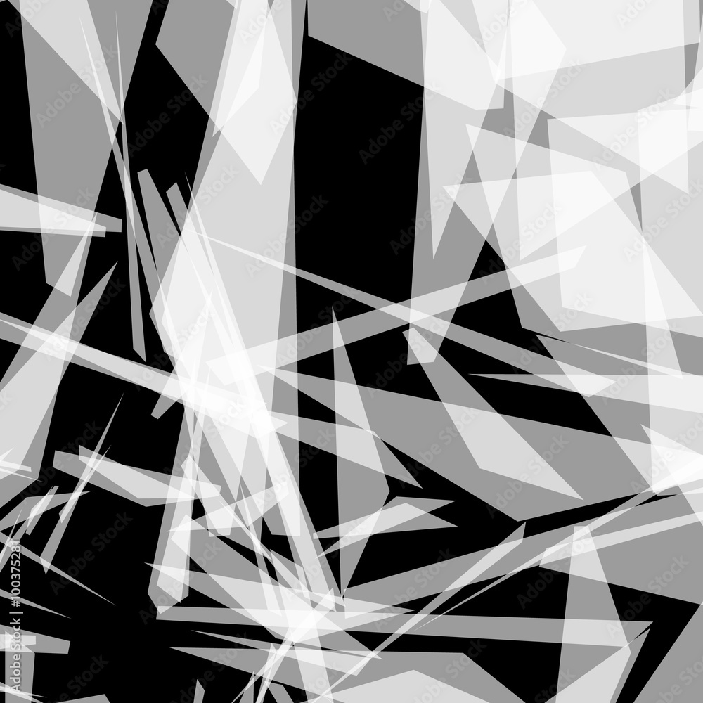 Poster abstract vector with scattered, angular edgy shapes.