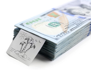 Pack of American dollars, isolated on white. Saving concept