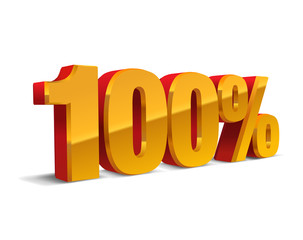 100 percent, 3D object, vector, eps10. Red, golden, yellow sign of sale, quality, original, guarantee, natural