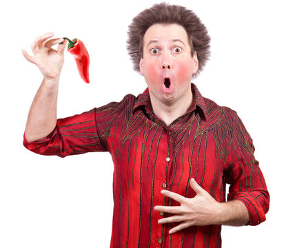 Man Holding A Spicy Red Paprika