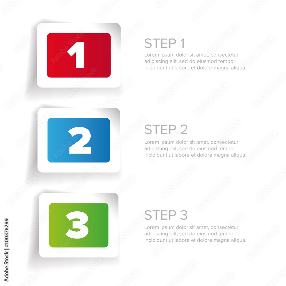 Poster one two three - progress steps vector label