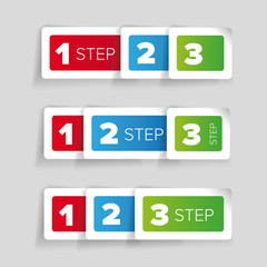 One two three - progress steps vector label