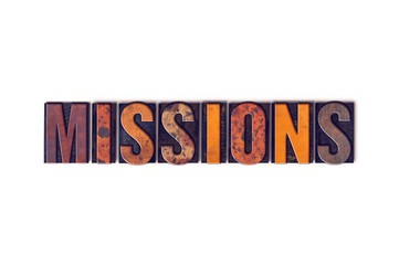Missions Concept Isolated Letterpress Type