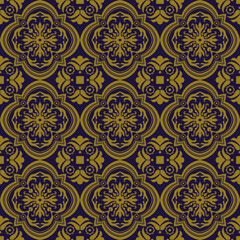 Fototapeta premium Elegant antique background image of spiral round curve flower pattern. 